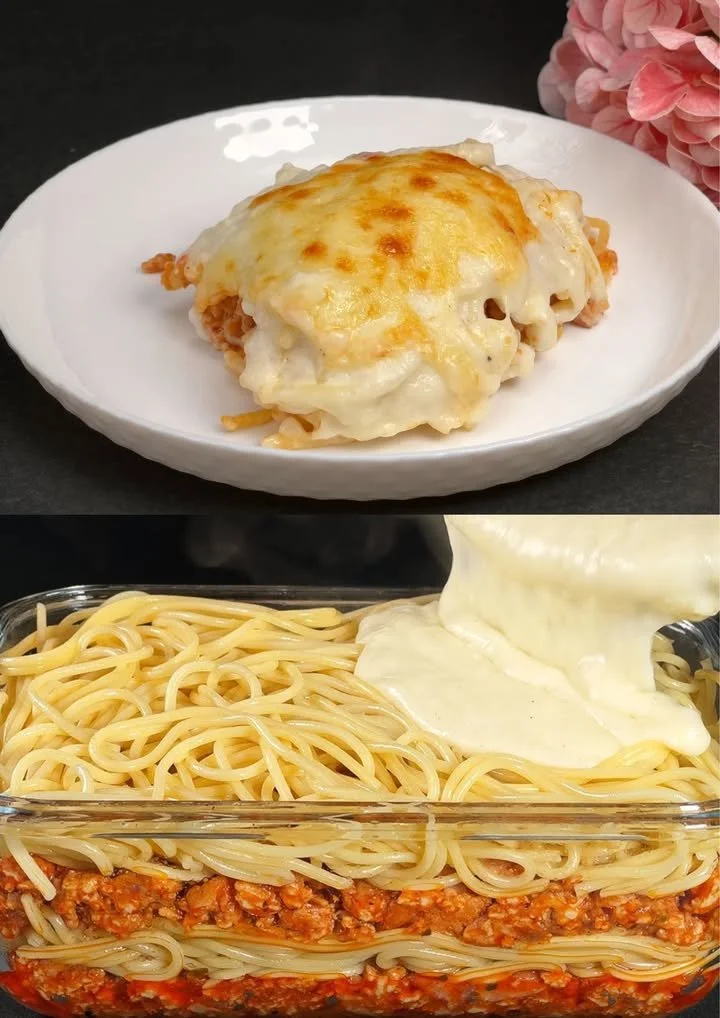 Heerlijke spaghetti met spek op een bord, klaar om te serveren.