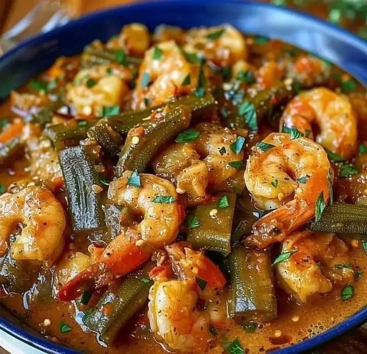 Bedekte okra met garnalen, een verfijnde culinaire delicatesse.