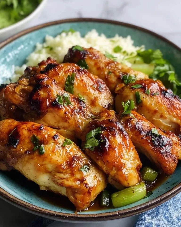Honing knoflook kipgerecht met sappige stukjes kip en een glanzende honingmarinade