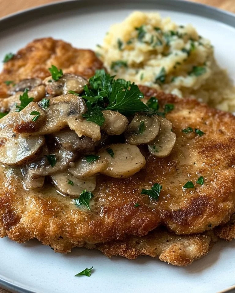 Heerlijke Jagerschnitzel met Jagersaus op een bord