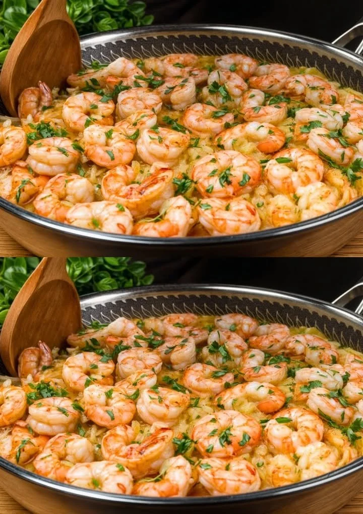 Heerlijke knoflookgarnalen scampi, perfect voor een feestelijke maaltijd.