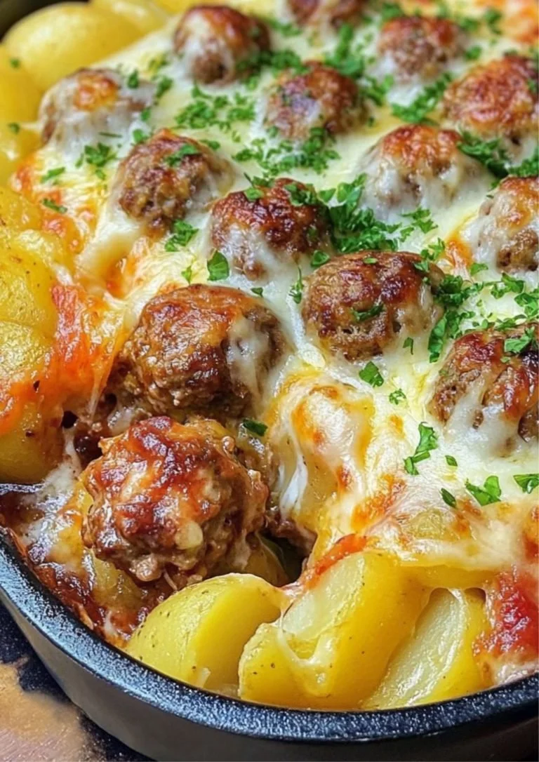 Heerlijke romige Aardappel Gehaktbal Casserole vers uit de oven