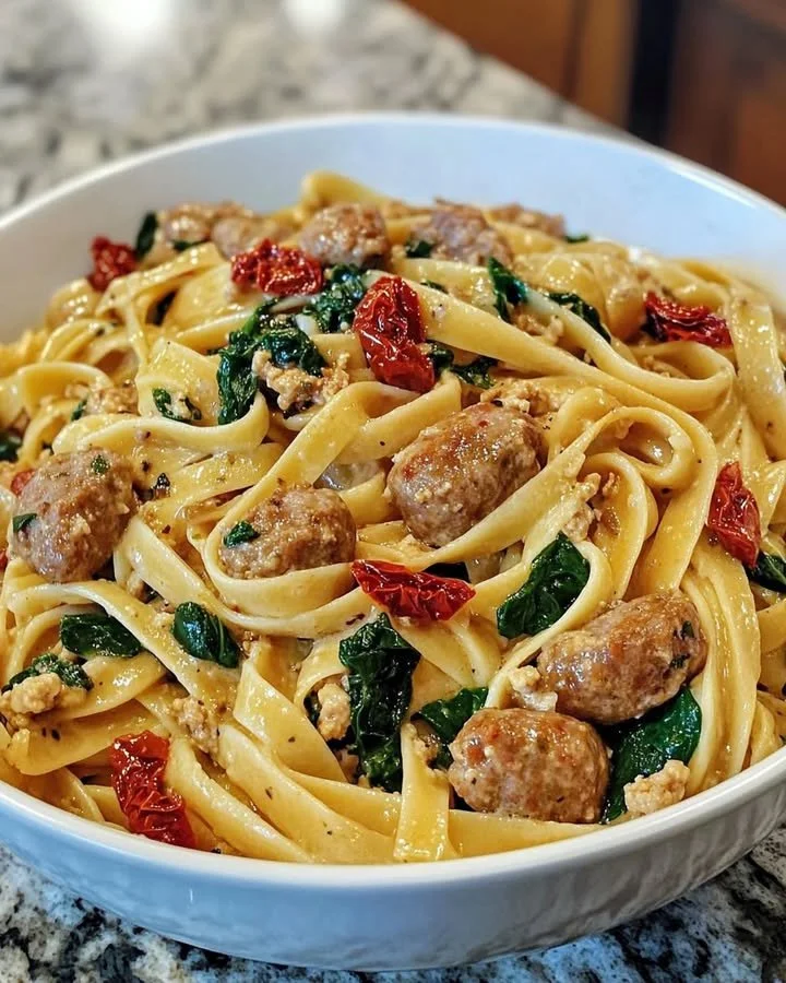 Romige worstpasta recept met smaakvolle ingrediënten en een romige saus.