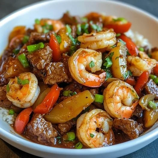 Heerlijk Surf en Turf Cajun roerbakgerecht met verse ingrediënten