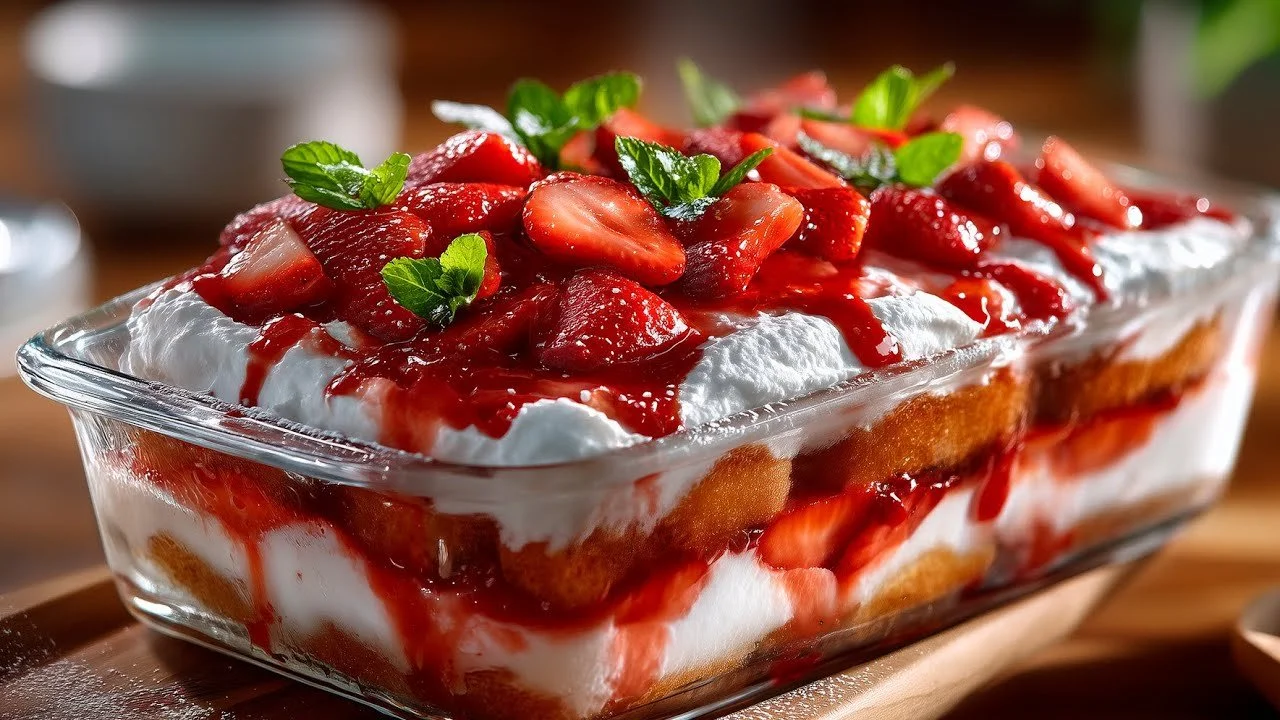 Aardbeien tiramisu zonder oven, snel en eenvoudig dessert recept