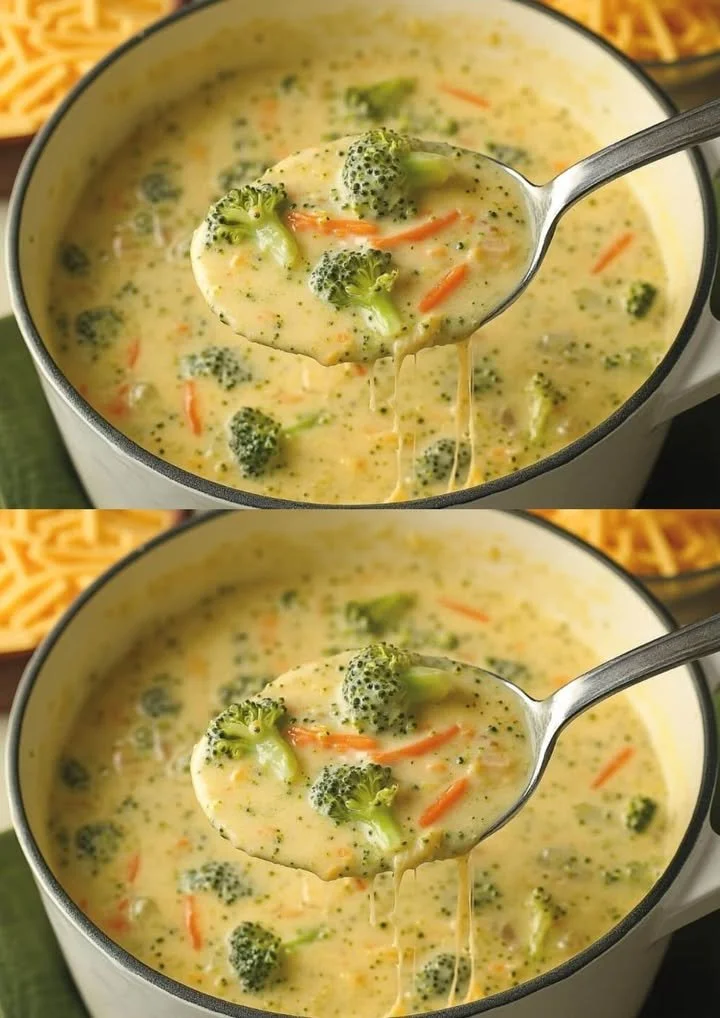 Heerlijke broccoli-cheddarsoep in een kom, rijk aan smaken en voedingsstoffen