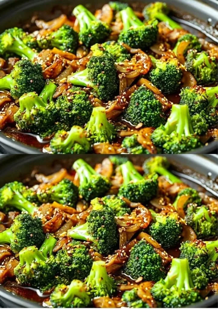 Gezonde broccoli roerbak met kleurrijke groenten in een pan.