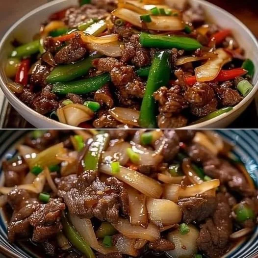 Chinese roerbak met groenten en vlees in een pan