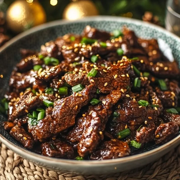 Eenvoudige Koreaanse rundvlees bulgogi op een bord met gesneden groenten.