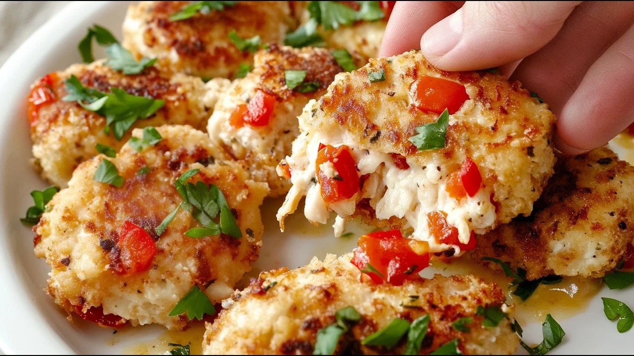 Kipfilet met kleurrijke groenten en gesmolten kaas op een bord