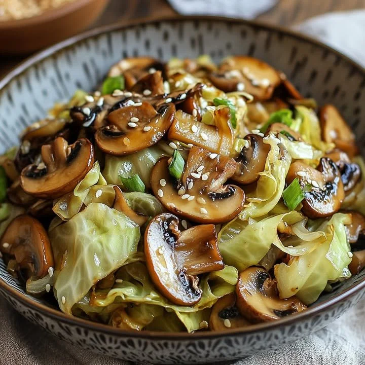 Kool en champignons wokgerecht met verse ingrediënten