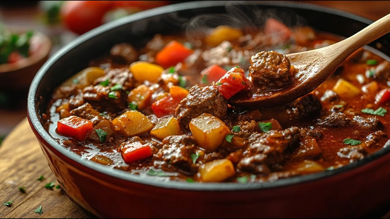 Zachte rundvlees goulash in een stijlvolle Nederlandse pot