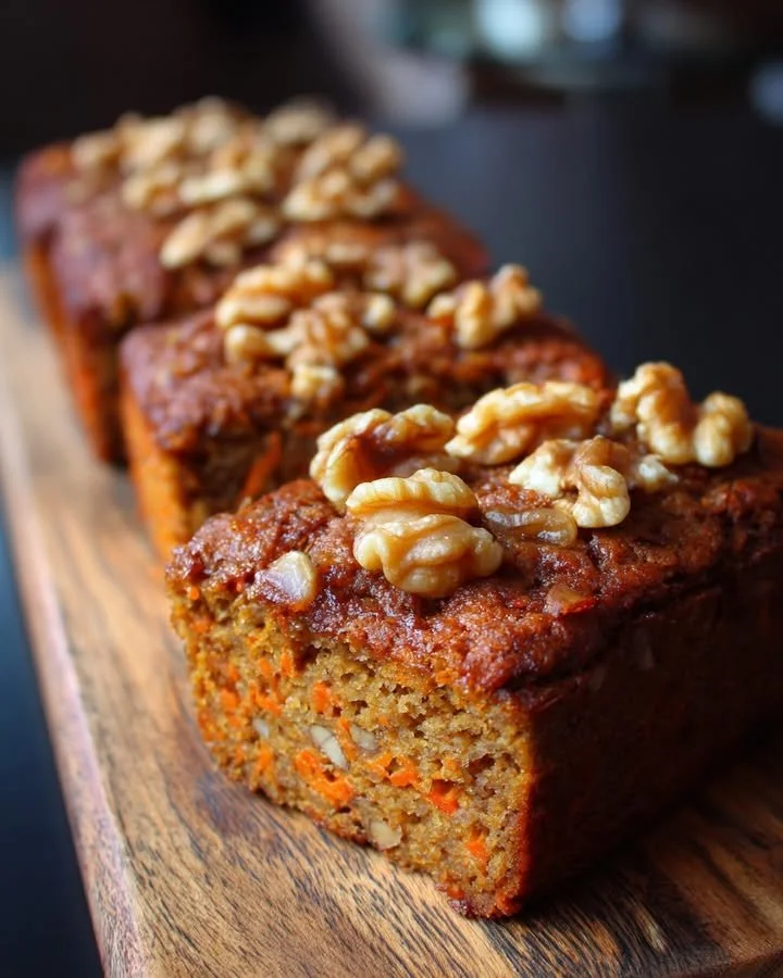 Carrot cake gebakken havermout met walnoten op een bord.