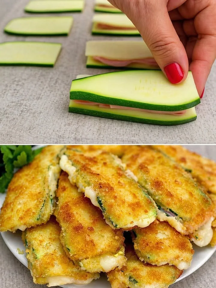 Courgette schnitzels met smeltende hart op een bord