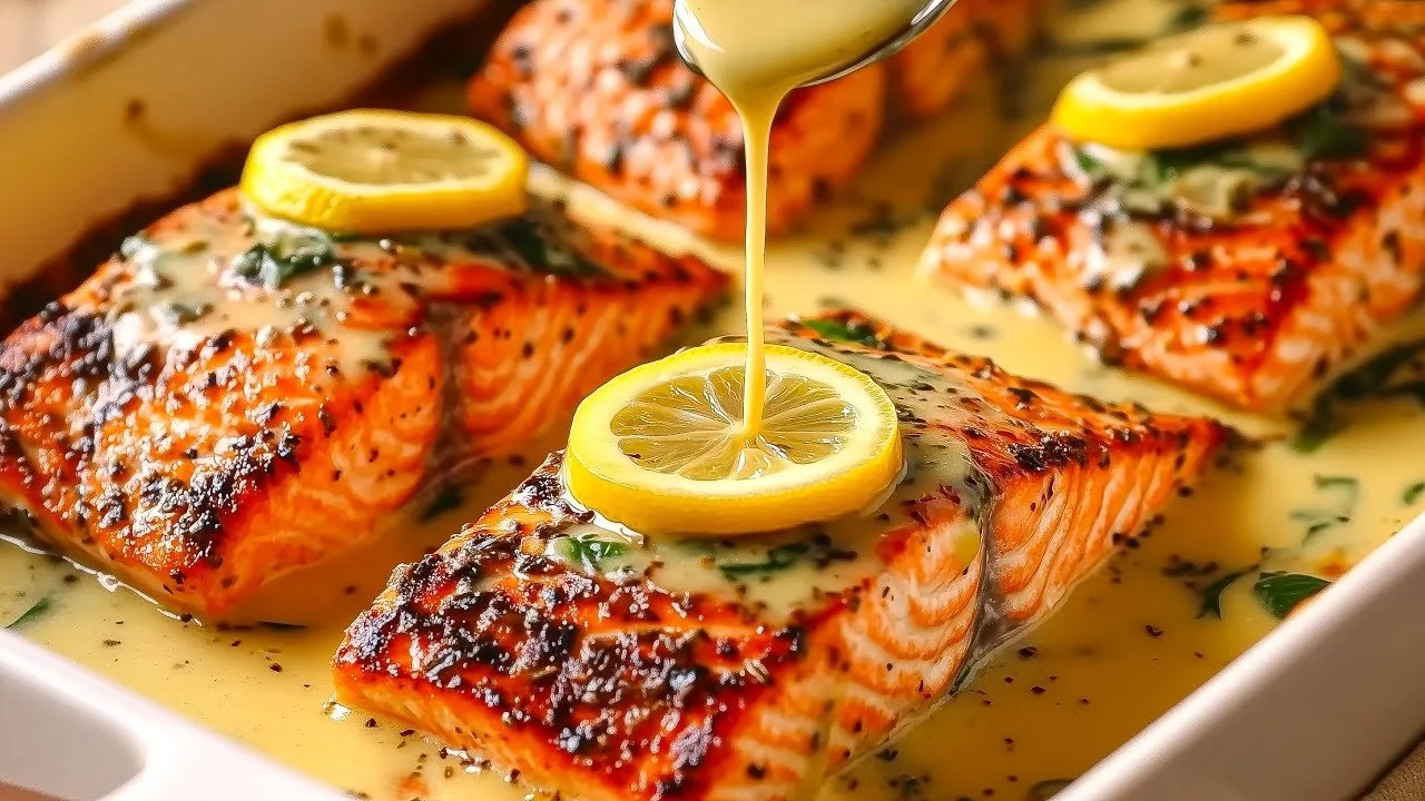 Heerlijke zalm met rijst op een mooi gepresenteerd bord