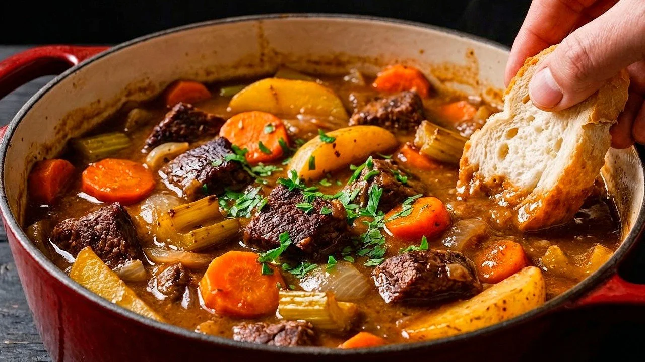 Heerlijke runderstoofpot volgens het beste recept, vol smaak en eenvoudig te bereiden.