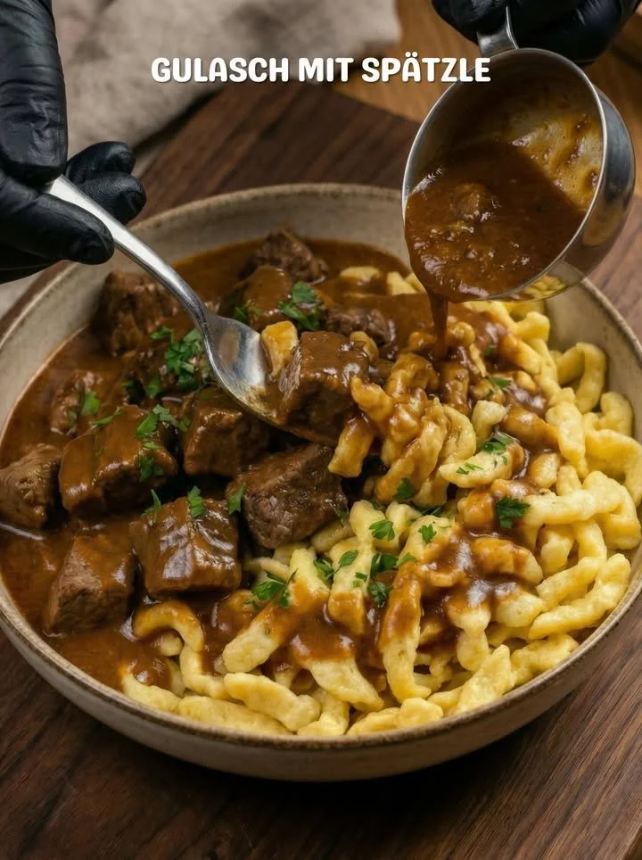 Heerlijke Hongaarse goulash met groenten en vlees in een kom