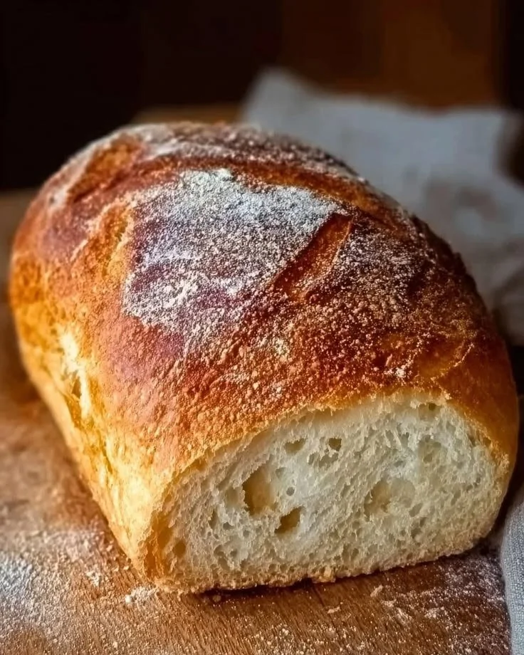 Vers huisgemaakt brood uit de oven met krokante korst en luchtige binnenkant.