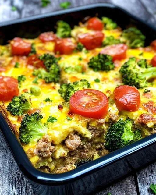 Keto oven gerecht met sappig gehakt en knapperige broccoli