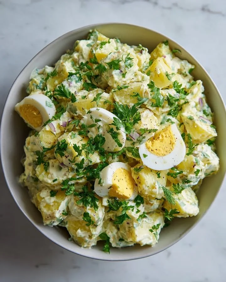 Klassieke aardappelsalade met groenten als bijgerecht