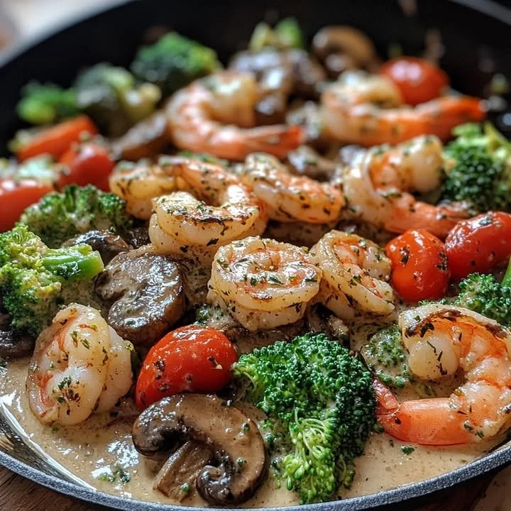 Luxe garnalen beef in romige saus op een elegant bord gepresenteerd
