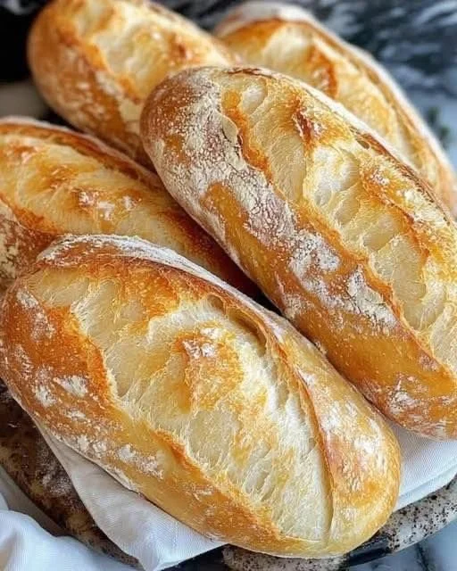 Vers gebakken mini baguette broodjes op een houten plank