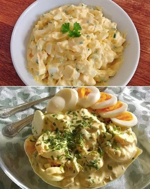 Opa's knoflook eiersalade met verse ingrediënten en kruiden