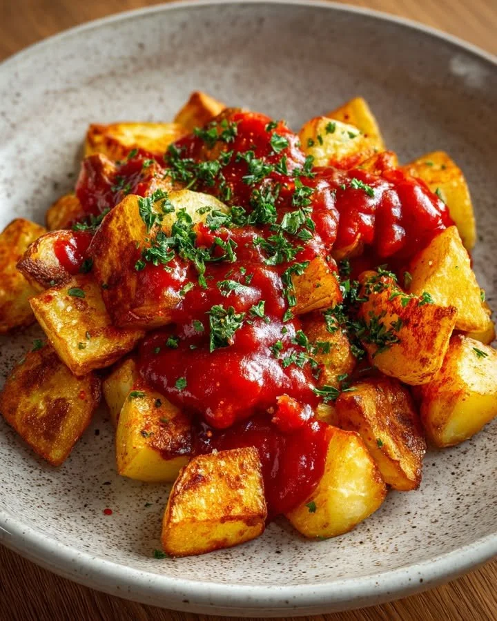 Heerlijke Patatas Bravas met pittige saus en kruiden