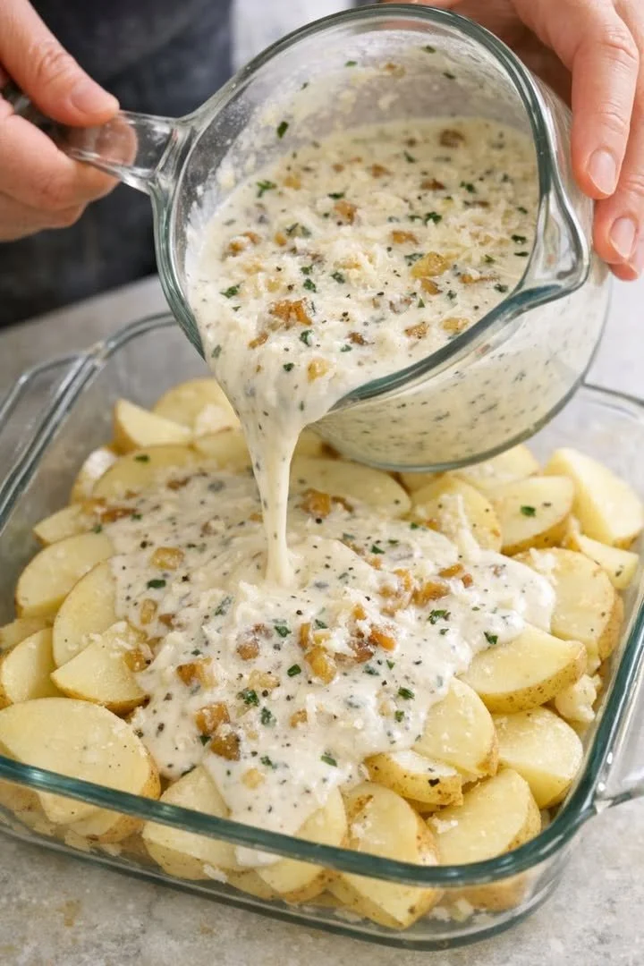 Heerlijke romige aardappelgratin met goudbruine bovenkant