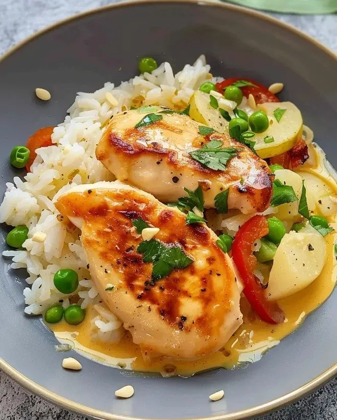 Romige Kip met Rijst bereid in een Instant Pot