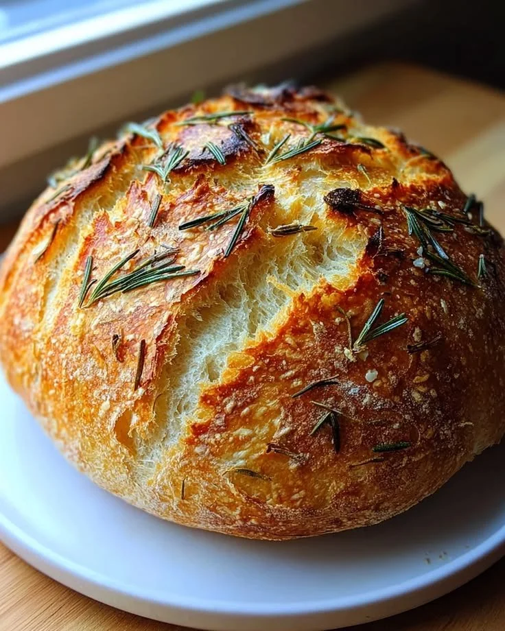 Ambachtelijk rozemarijn brood met geroosterd knoflook uit de oven