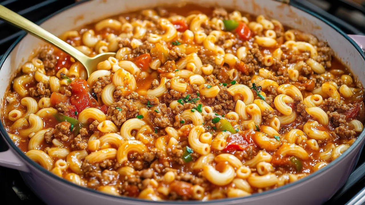 Snel éénpan gehaktpasta, een makkelijke en smakelijke maaltijd.