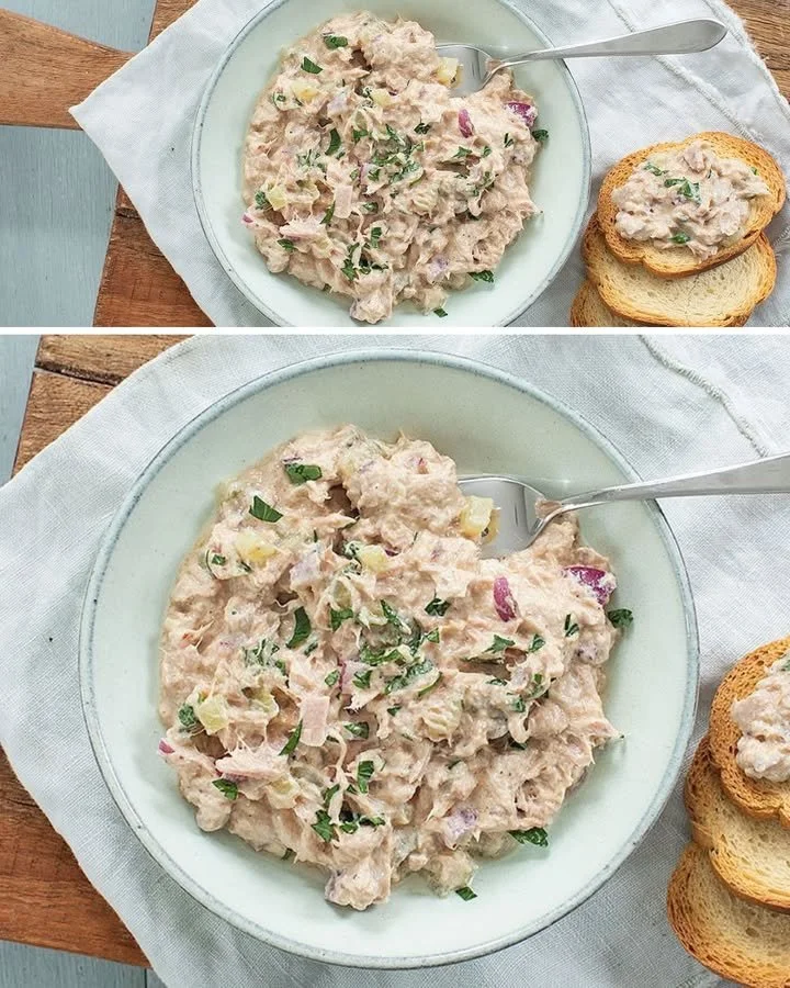 Heerlijke tonijnsalade met verse ingrediënten en een smakelijke dressing.