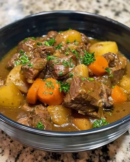 Traditionele Ierse stoofpot met groenten en vlees in een kom