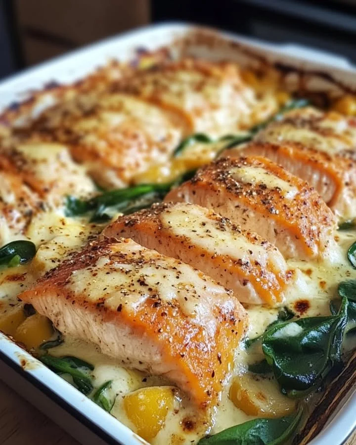 Gezonde zalm-aardappel ovenschotel met verse ingrediënten