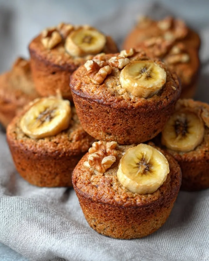 Bananen Havermout Muffins zonder suiker op een houten tafel