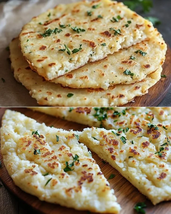 Kruidige bloemkool flatbread op een bord, ideaal voor lunchrecepten