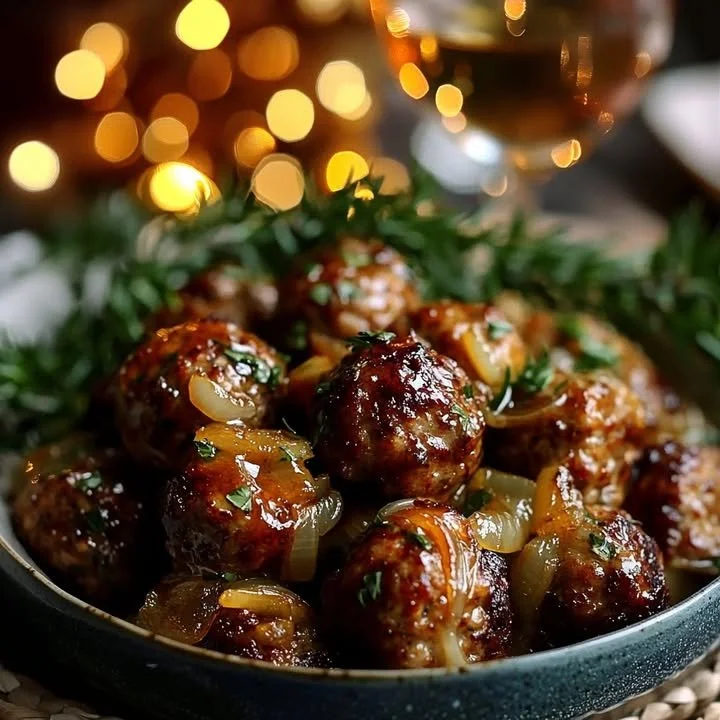 Gemakkelijke Franse uiengehaktballetjes bereid in de slowcooker
