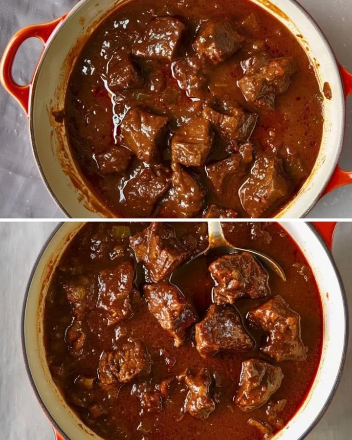 Heerlijke goulash van Mamie Magda met rijke kruiden en groenten