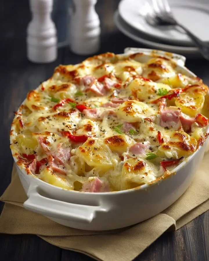 Heerlijke Hawai-ovenschotel met kip, ham en ananas uit de oven