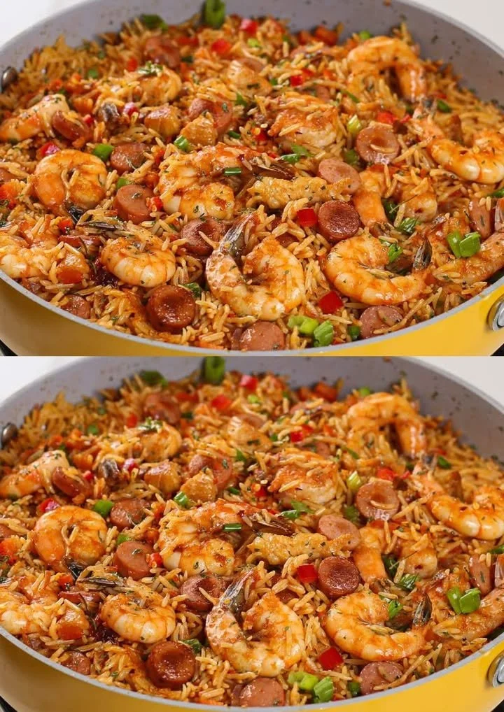 Eenvoudig en smaakvol jambalaya recept met rijst, groenten en kruiden.