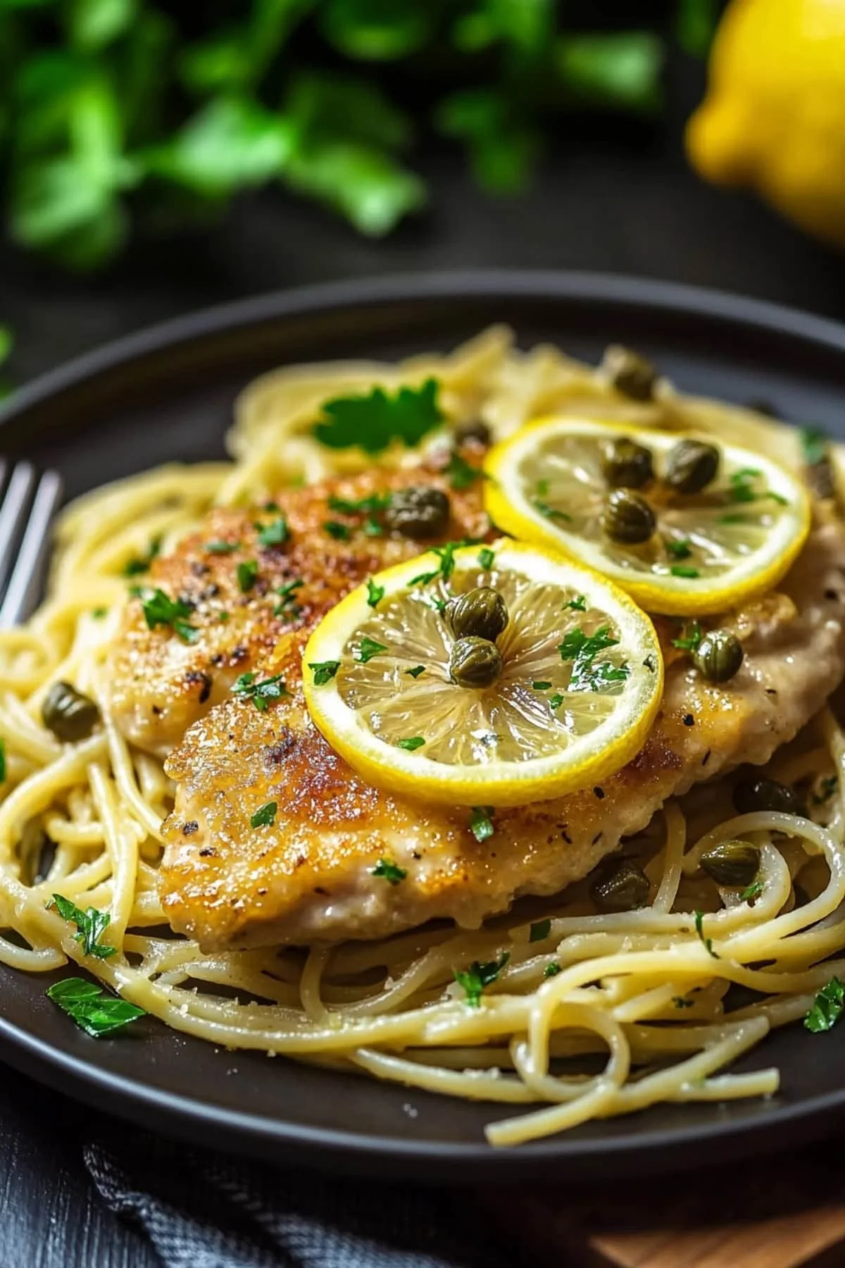 Heerlijke Kip Scallopini geserveerd met verse groenten.