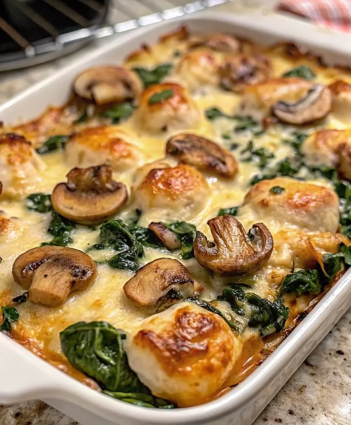 Ovenschotel met kip en spinazie, ideaal voor een snelle maaltijd
