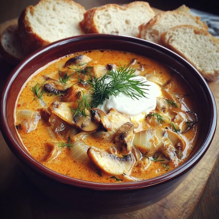 Romige Hongaarse champignonsoep recept met verse ingrediënten