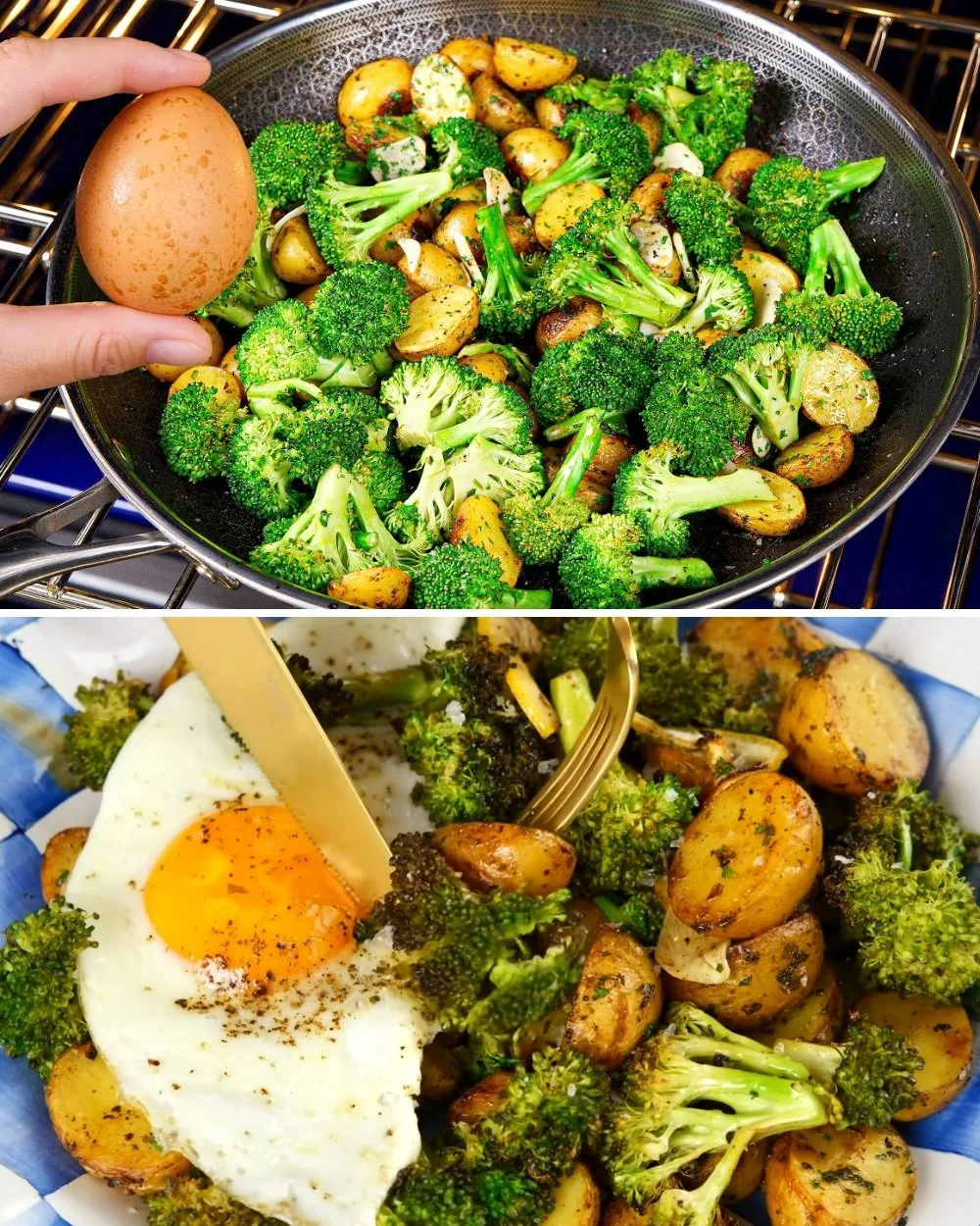 Aardappelen recept met broccoli en eieren voor een gezonde maaltijd.