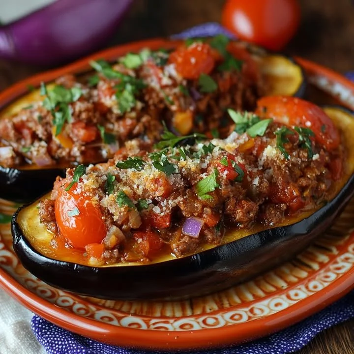 Recept voor aubergines gevuld met smakelijke ingrediënten