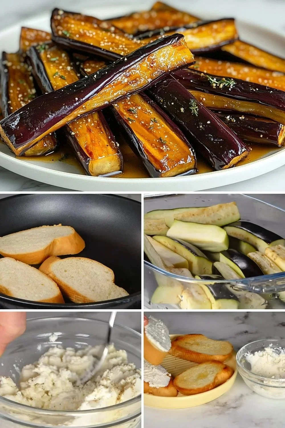 Aubergines met honingglazuur geserveerd in een prachtig gerecht