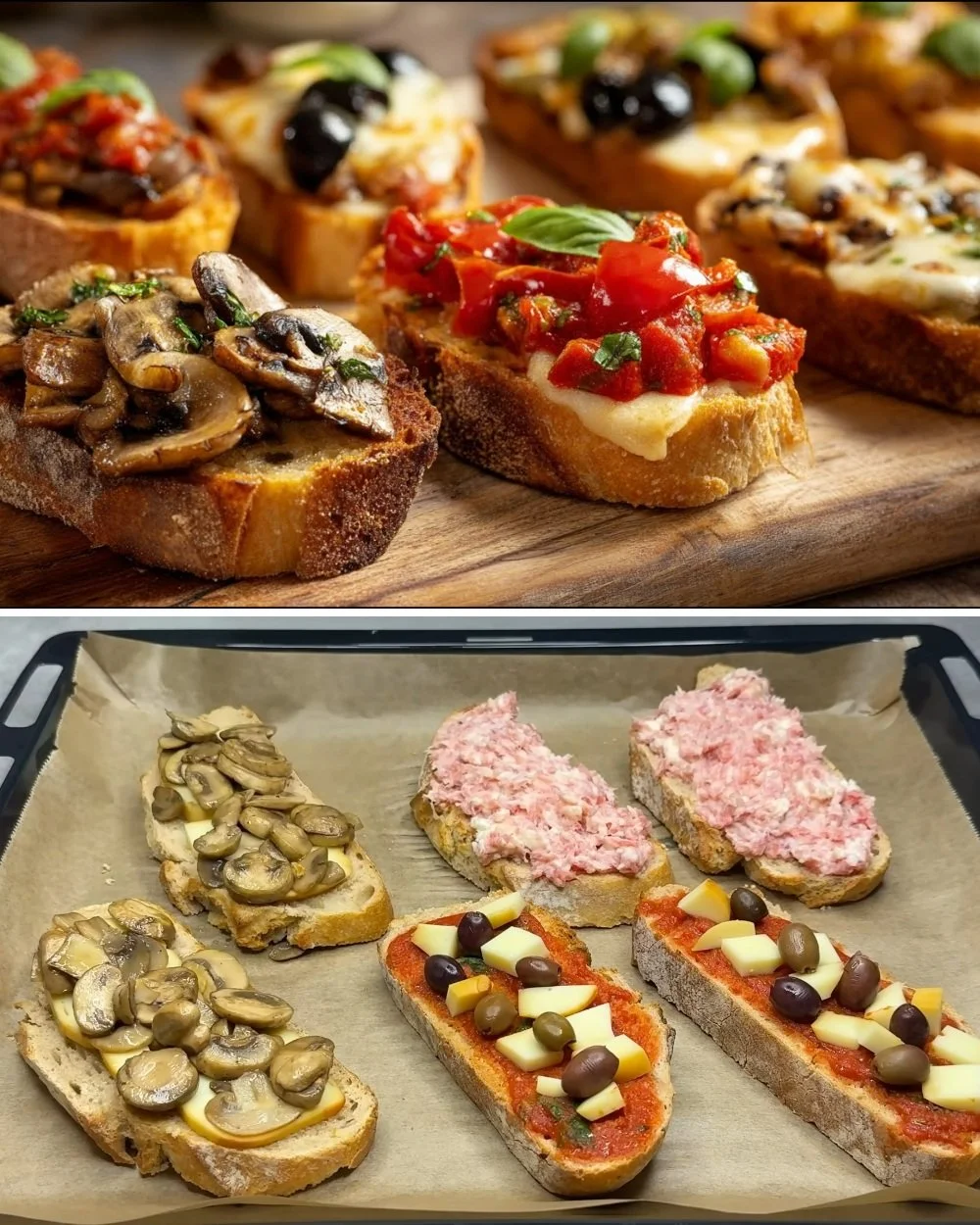 Heerlijke bruschetta volgens moeders recept met verse ingrediënten.