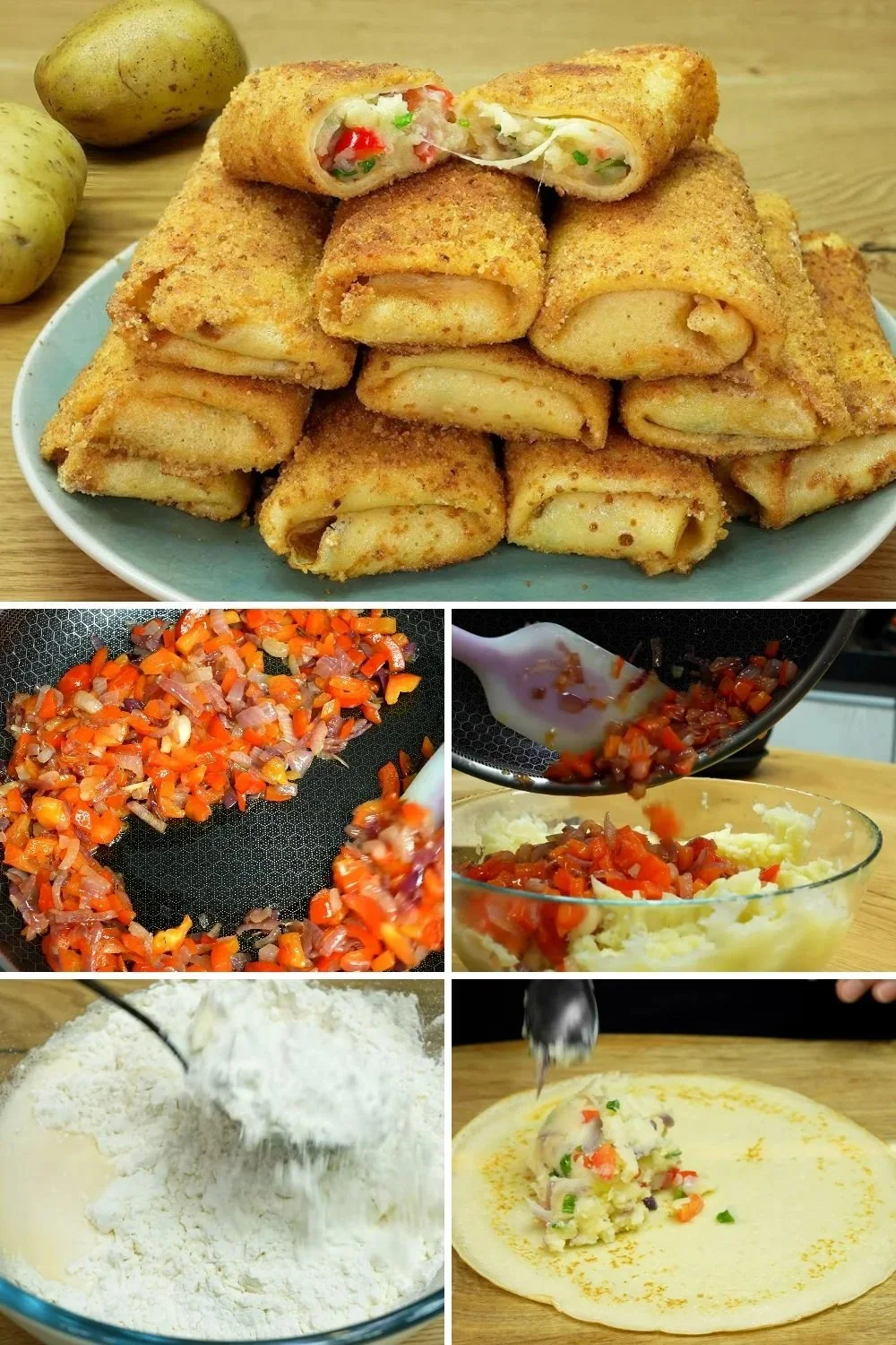 Crispy aardappel hapjes geserveerd met pannenkoeken en dipsaus