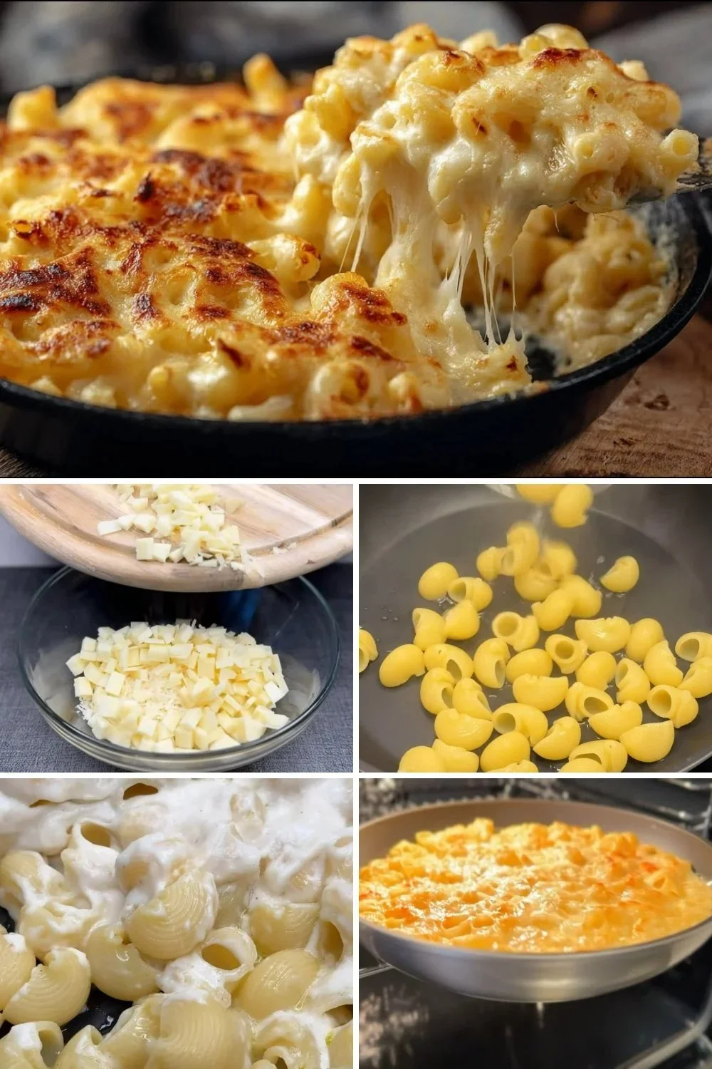 Drie Kaas Macaroni en Kaas Recept met een romige kaassaus
